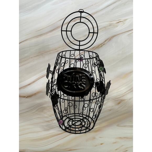 Metal Wine Cork Barrel Decorative Holder Glass Beads Sturdy 6.5 x 6.5 x 9.5 - Picture 2 of 8